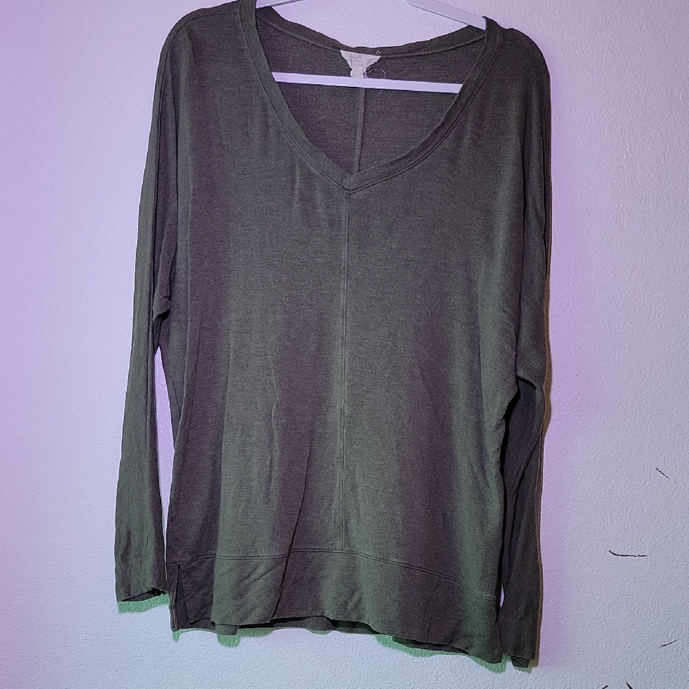 LOFT Deep Olive V-Neck Blouse